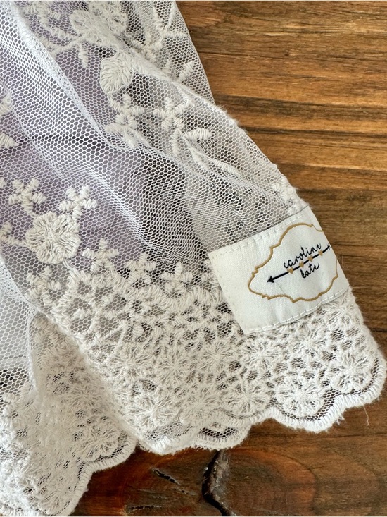 Caroline Kate Lavender Lace Overlay Linen Dress 6 - Picture 5 of 12